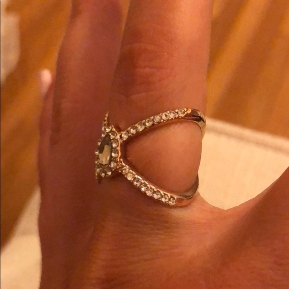 Teardrop Ring Pave X Ring Gold Size 7 - Picture 10 of 12